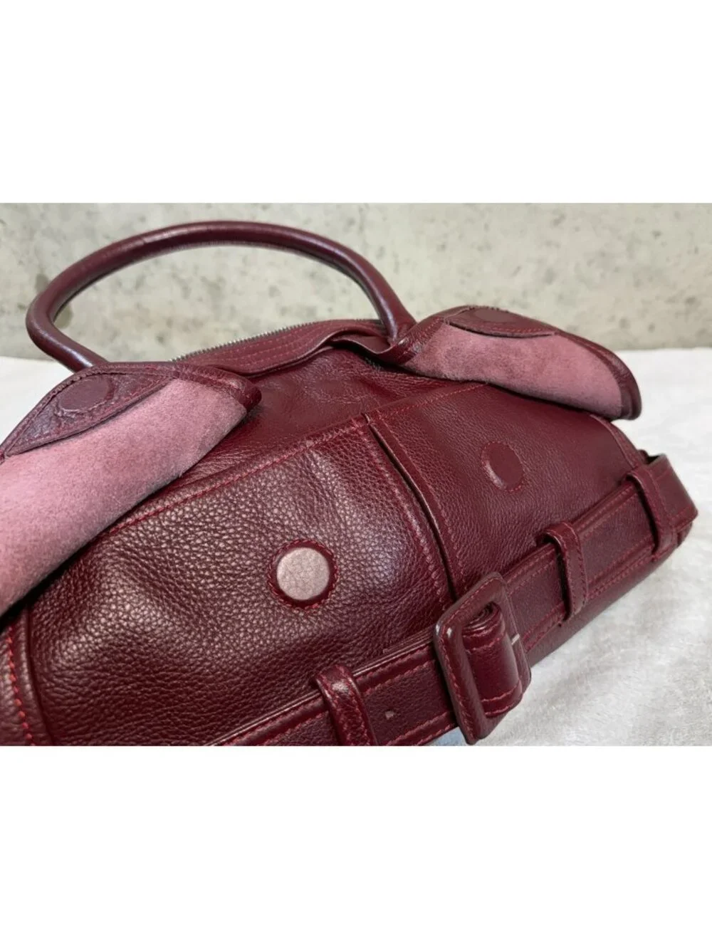 Jean Paul Gaultier Vintage Y2K Trench Coat Burgundy Leather Handbag Purse
